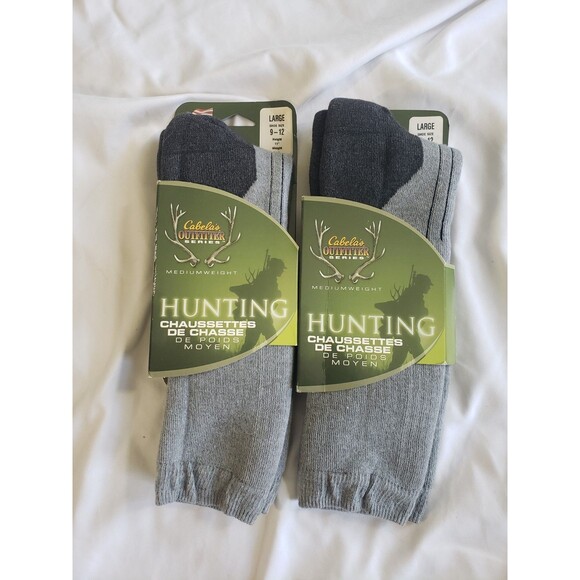 2 Cabelas OUTFITTERS Series Medium Weight Hunting Merino Wool Blend Large 9 - 12 - Picture 1 of 7